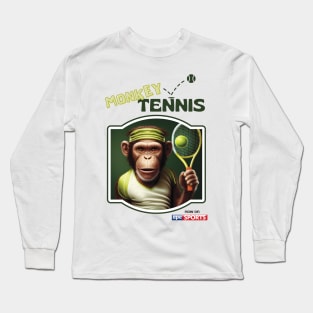 Monkey Tennis Funny Print Long Sleeve T-Shirt